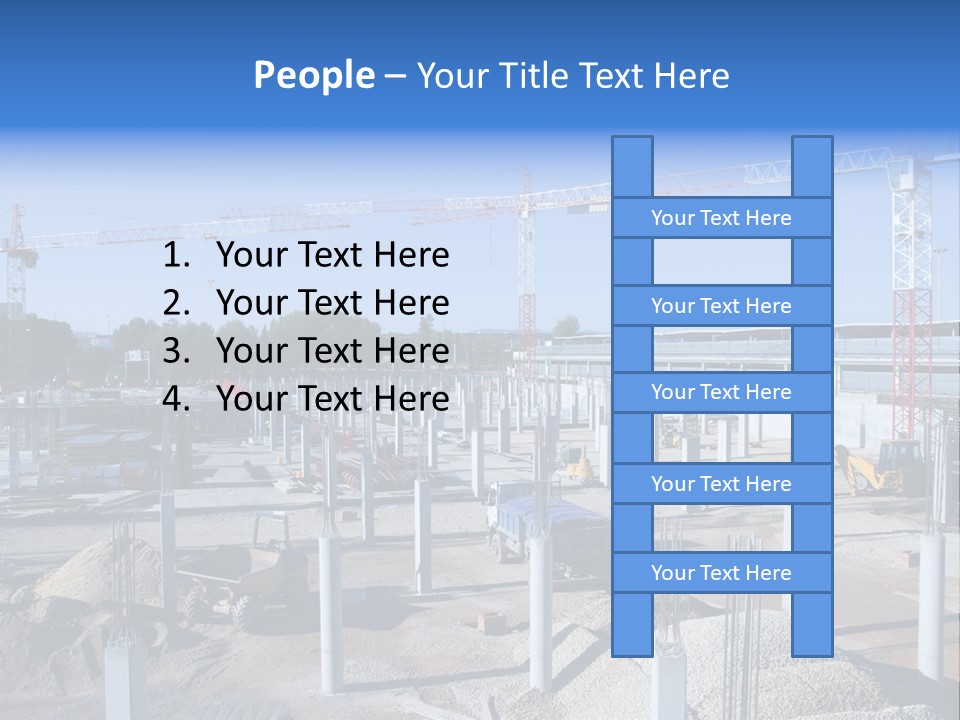 A Construction Site With Lots Of Cranes In The Background PowerPoint Template
