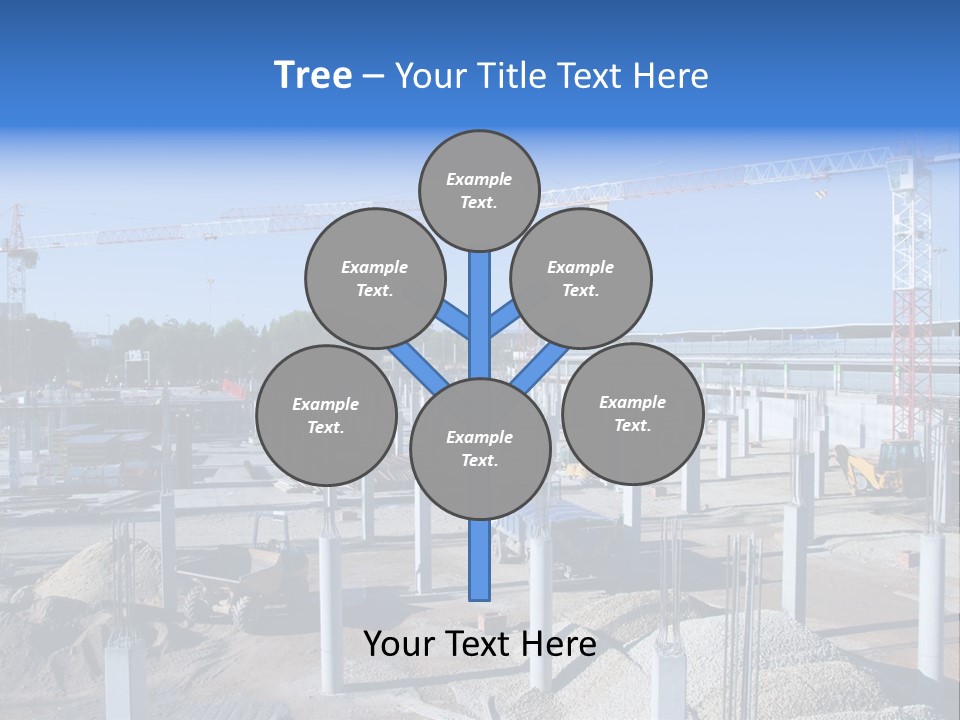 A Construction Site With Lots Of Cranes In The Background PowerPoint Template