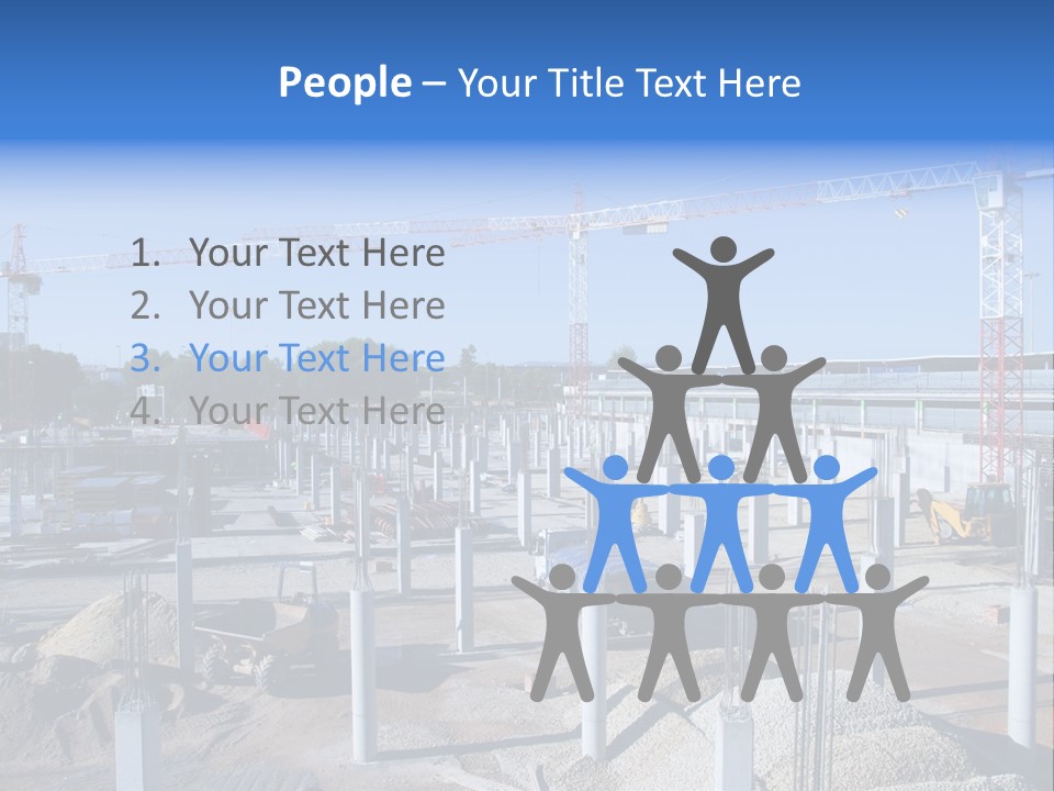 A Construction Site With Lots Of Cranes In The Background PowerPoint Template