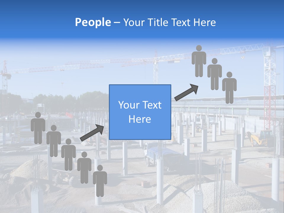 A Construction Site With Lots Of Cranes In The Background PowerPoint Template