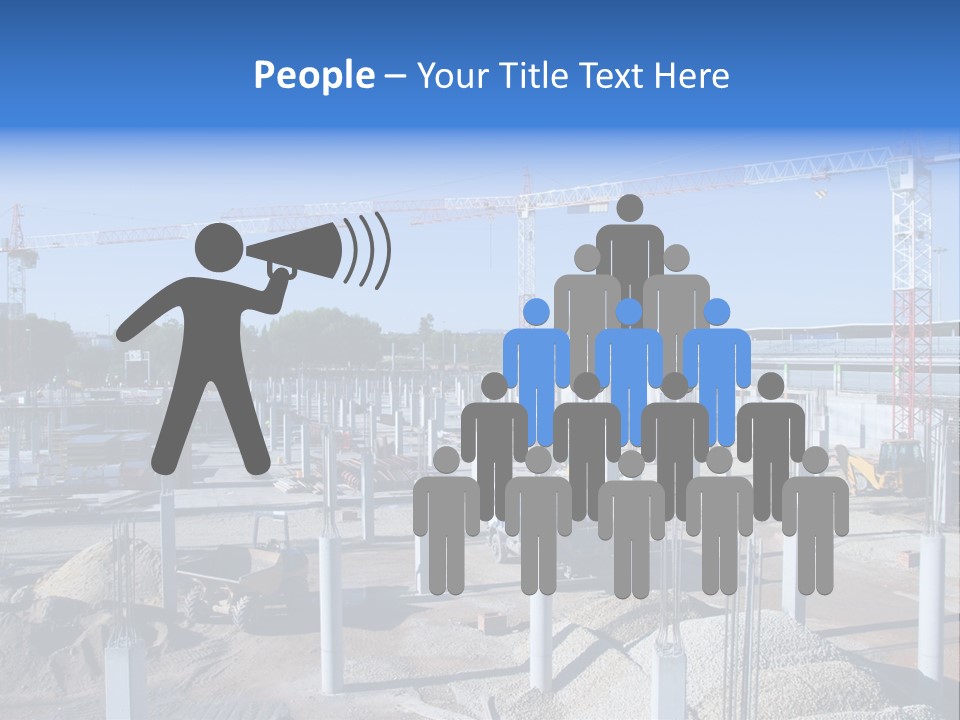 A Construction Site With Lots Of Cranes In The Background PowerPoint Template