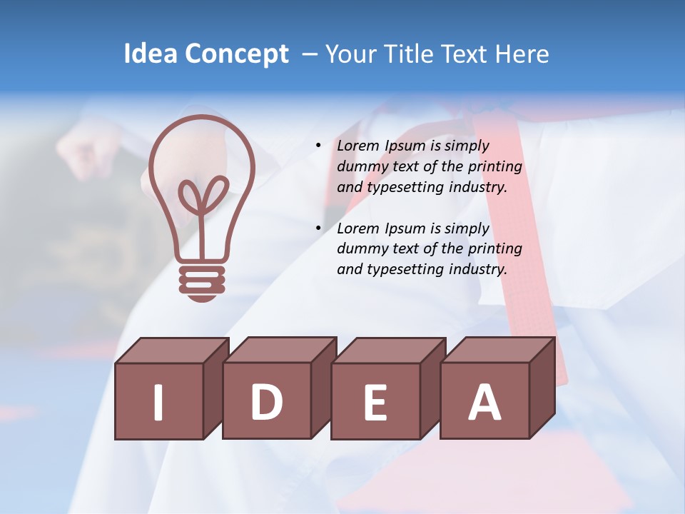 A Person In A Karate Stance With A Red Belt PowerPoint Template