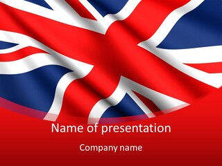 A British Flag With The Name Of The Country PowerPoint Template