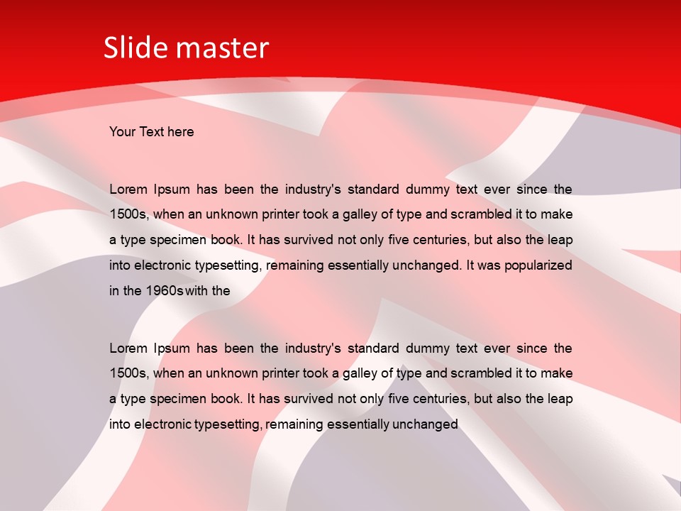 A British Flag With The Name Of The Country PowerPoint Template