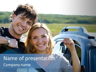 Outside Car  PowerPoint Template