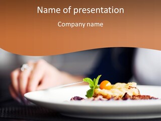 A Plate Of Food On A Table With A Woman In The Background PowerPoint Template