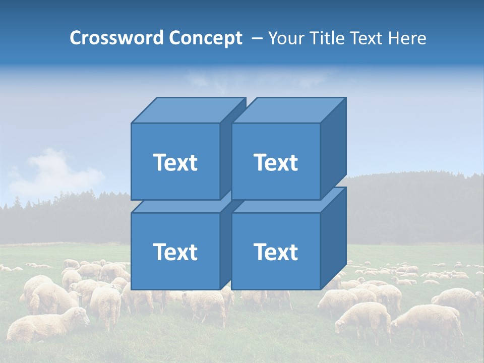 A Herd Of Sheep Grazing On A Lush Green Field PowerPoint Template