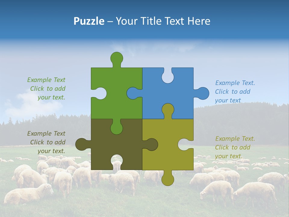 A Herd Of Sheep Grazing On A Lush Green Field PowerPoint Template