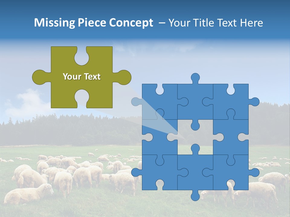 A Herd Of Sheep Grazing On A Lush Green Field PowerPoint Template