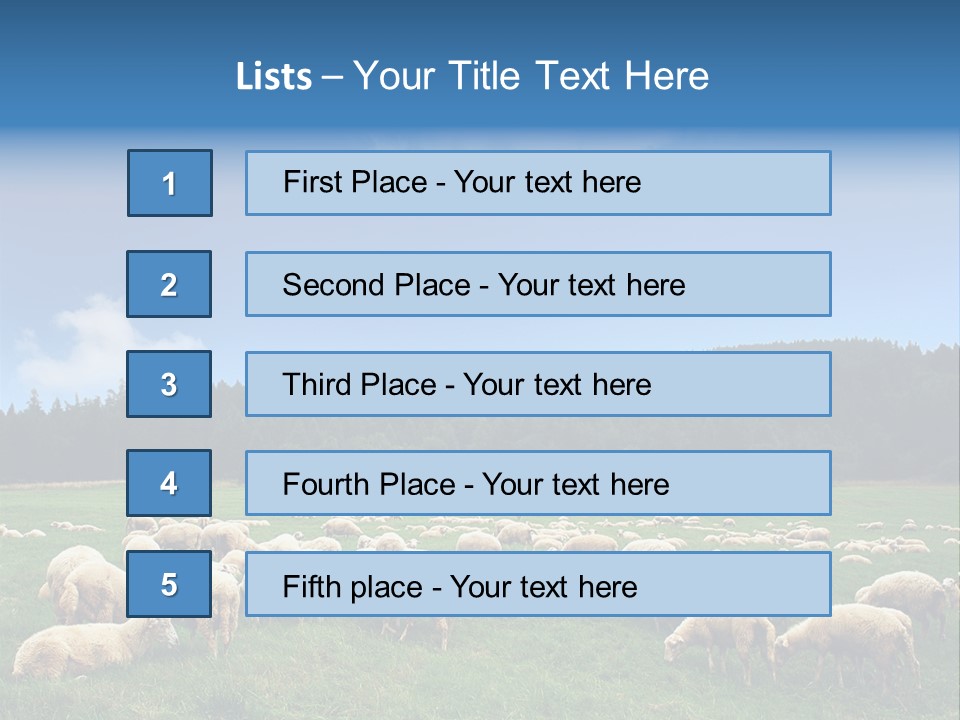 A Herd Of Sheep Grazing On A Lush Green Field PowerPoint Template