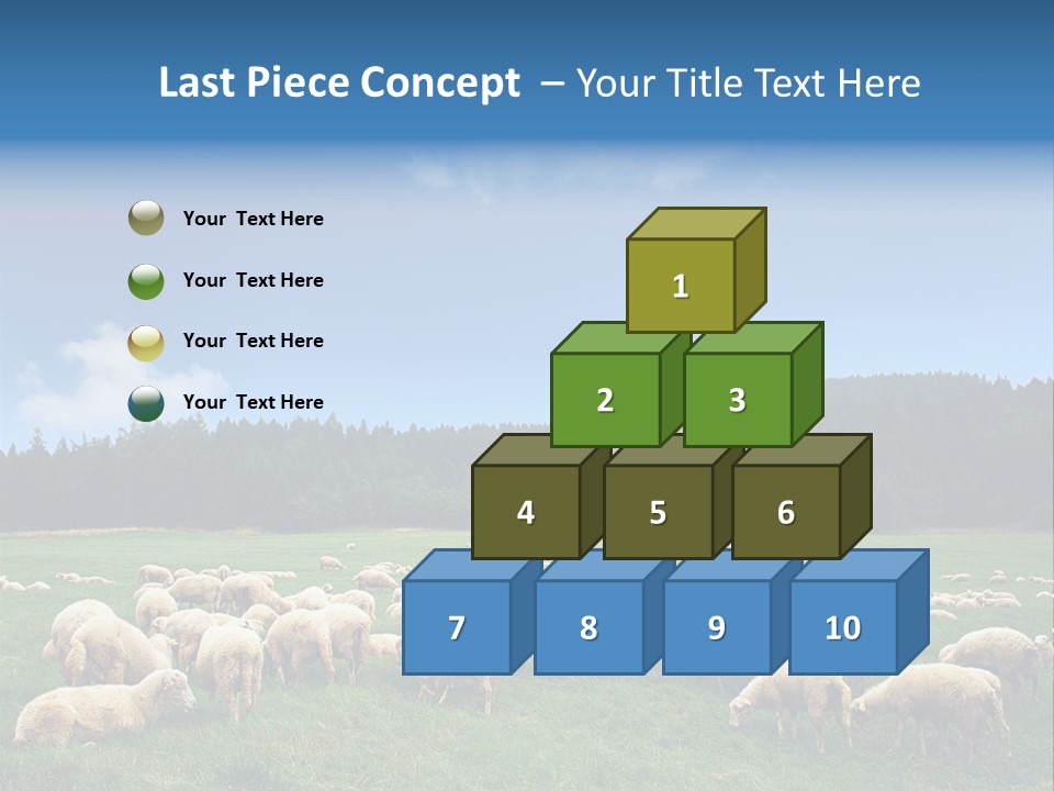 A Herd Of Sheep Grazing On A Lush Green Field PowerPoint Template