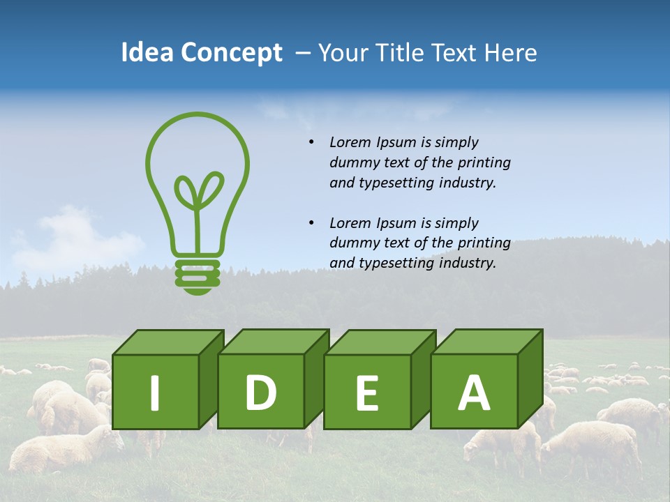 A Herd Of Sheep Grazing On A Lush Green Field PowerPoint Template