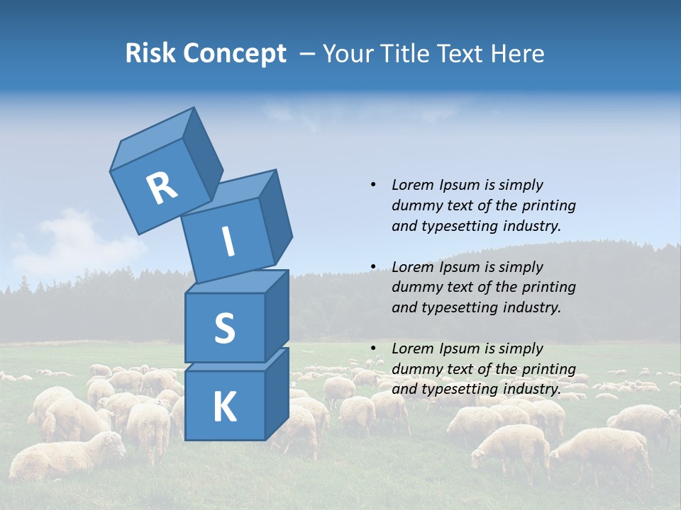 A Herd Of Sheep Grazing On A Lush Green Field PowerPoint Template