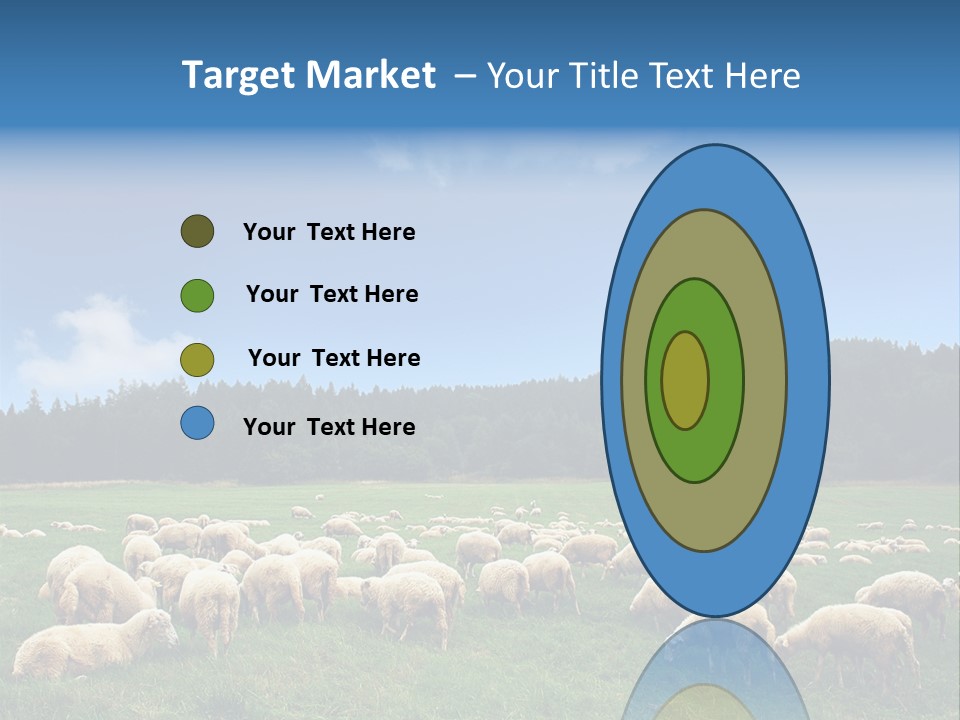 A Herd Of Sheep Grazing On A Lush Green Field PowerPoint Template