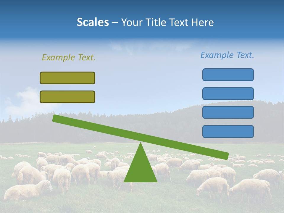 A Herd Of Sheep Grazing On A Lush Green Field PowerPoint Template