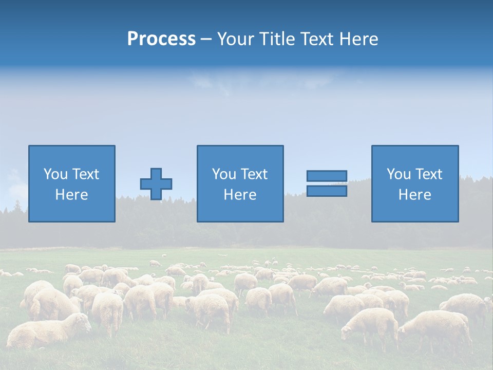 A Herd Of Sheep Grazing On A Lush Green Field PowerPoint Template