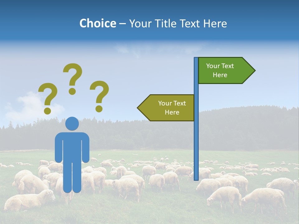 A Herd Of Sheep Grazing On A Lush Green Field PowerPoint Template