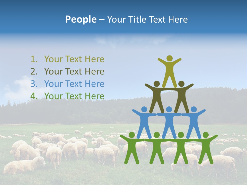 A Herd Of Sheep Grazing On A Lush Green Field PowerPoint Template
