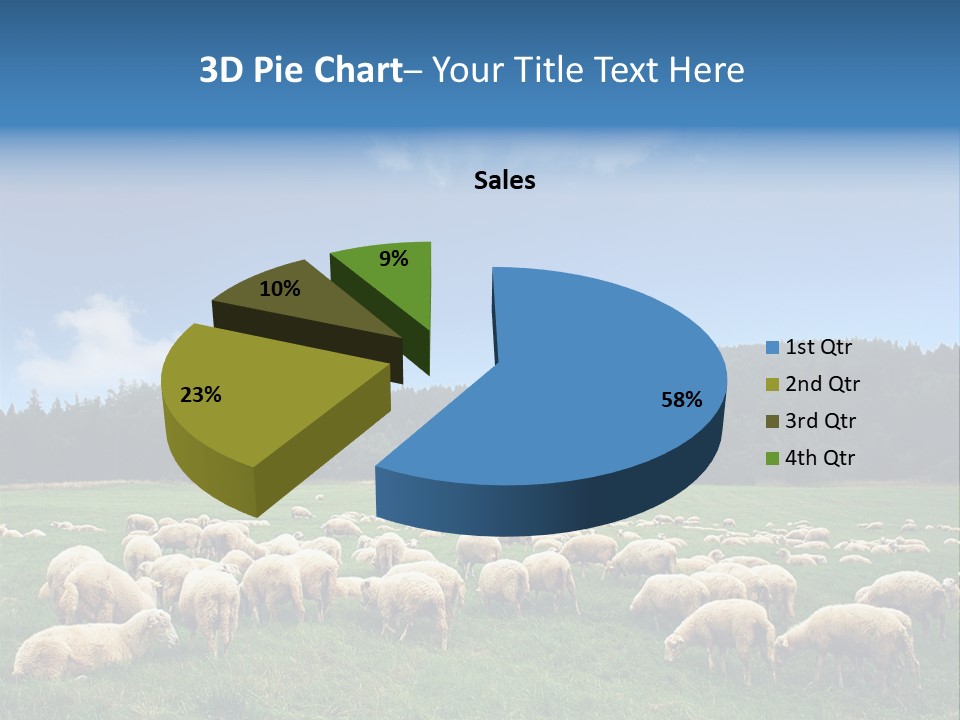 A Herd Of Sheep Grazing On A Lush Green Field PowerPoint Template