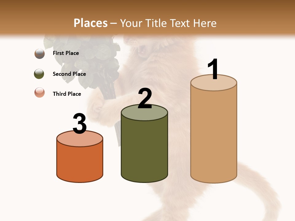 An Orange Kitten Holding A Bunch Of Red Roses PowerPoint Template