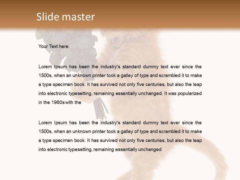 An Orange Kitten Holding A Bunch Of Red Roses PowerPoint Template