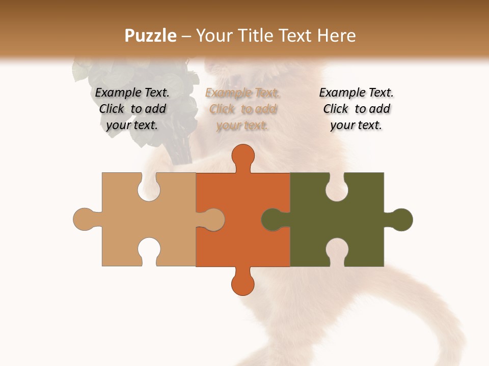 An Orange Kitten Holding A Bunch Of Red Roses PowerPoint Template