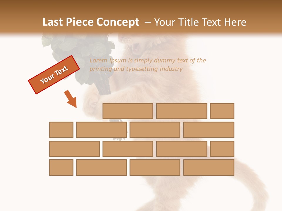 An Orange Kitten Holding A Bunch Of Red Roses PowerPoint Template