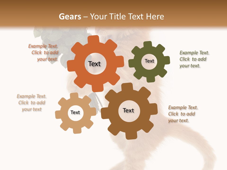 An Orange Kitten Holding A Bunch Of Red Roses PowerPoint Template