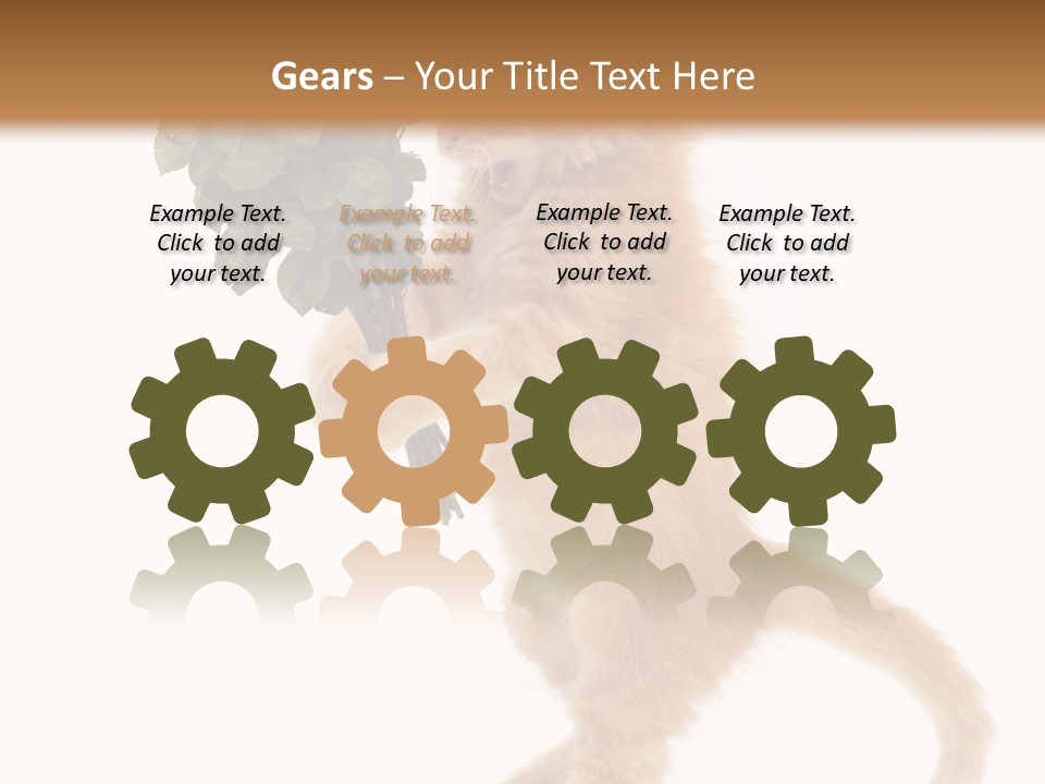 An Orange Kitten Holding A Bunch Of Red Roses PowerPoint Template