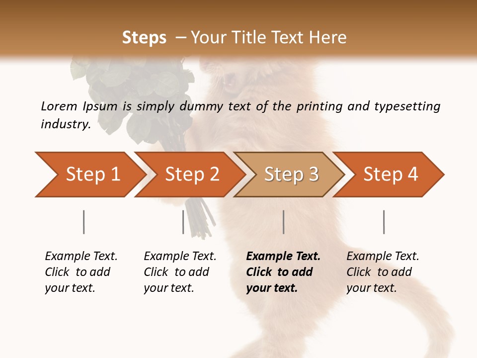 An Orange Kitten Holding A Bunch Of Red Roses PowerPoint Template