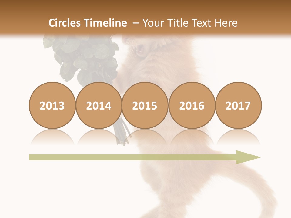 An Orange Kitten Holding A Bunch Of Red Roses PowerPoint Template