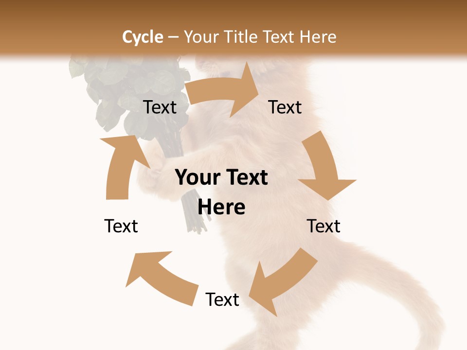 An Orange Kitten Holding A Bunch Of Red Roses PowerPoint Template