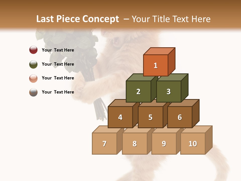 An Orange Kitten Holding A Bunch Of Red Roses PowerPoint Template