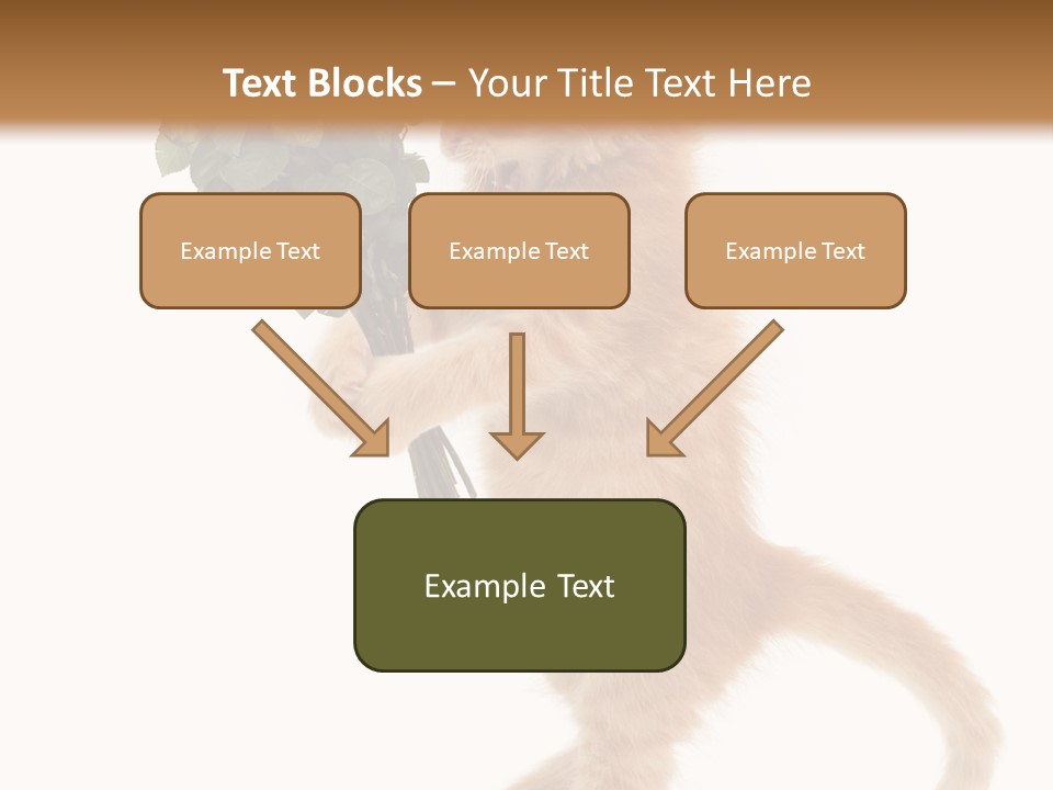 An Orange Kitten Holding A Bunch Of Red Roses PowerPoint Template