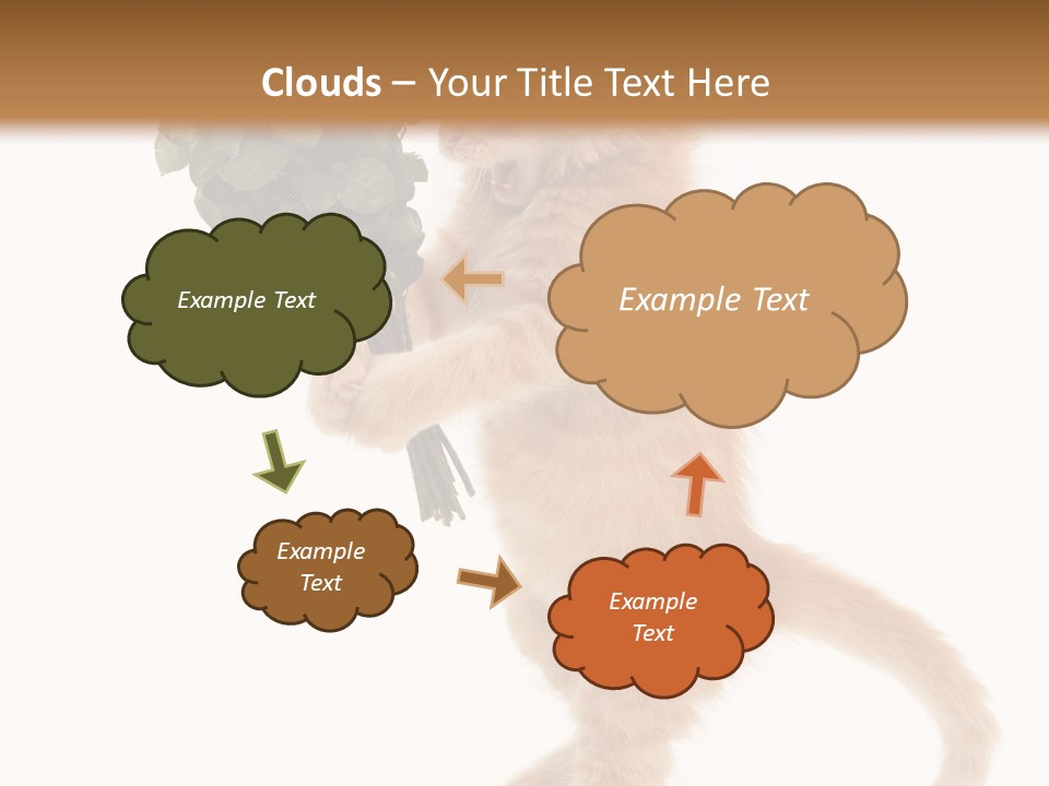 An Orange Kitten Holding A Bunch Of Red Roses PowerPoint Template