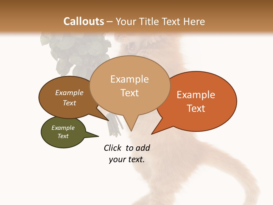 An Orange Kitten Holding A Bunch Of Red Roses PowerPoint Template