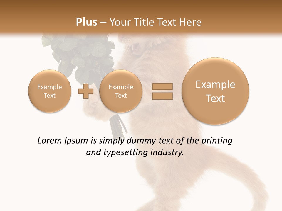 An Orange Kitten Holding A Bunch Of Red Roses PowerPoint Template