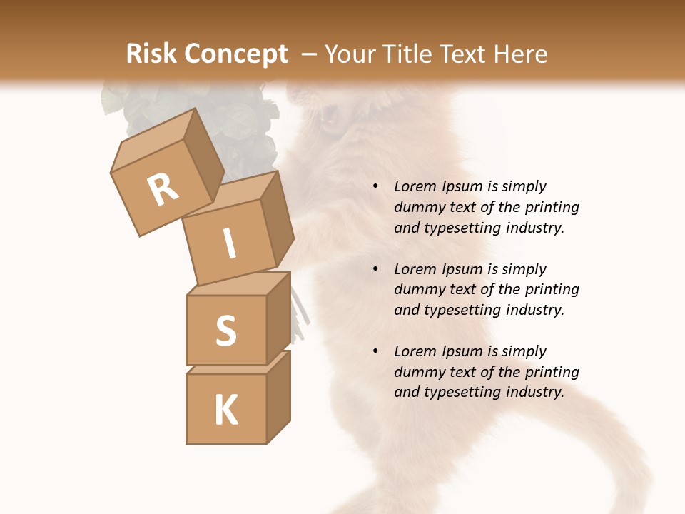 An Orange Kitten Holding A Bunch Of Red Roses PowerPoint Template