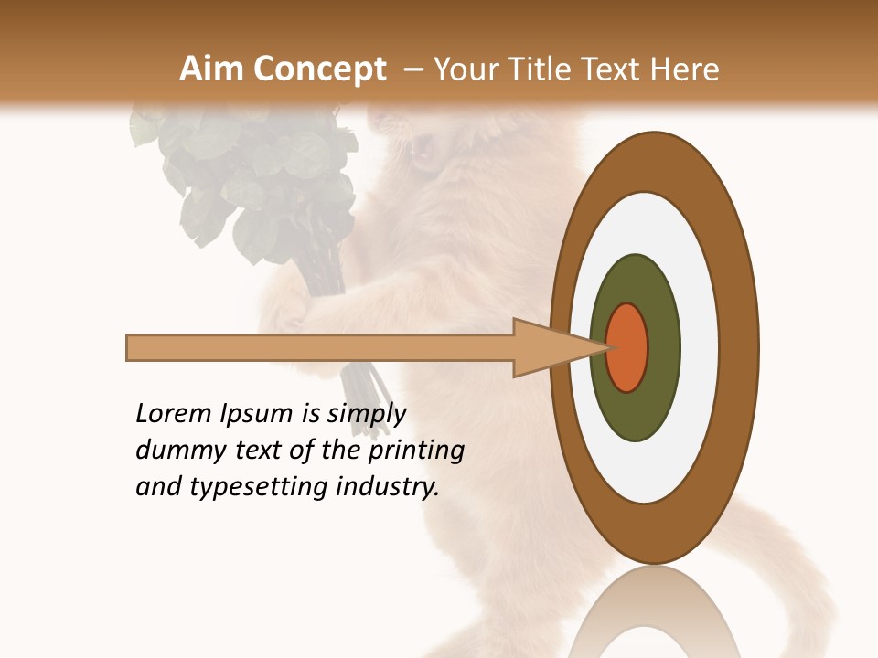 An Orange Kitten Holding A Bunch Of Red Roses PowerPoint Template