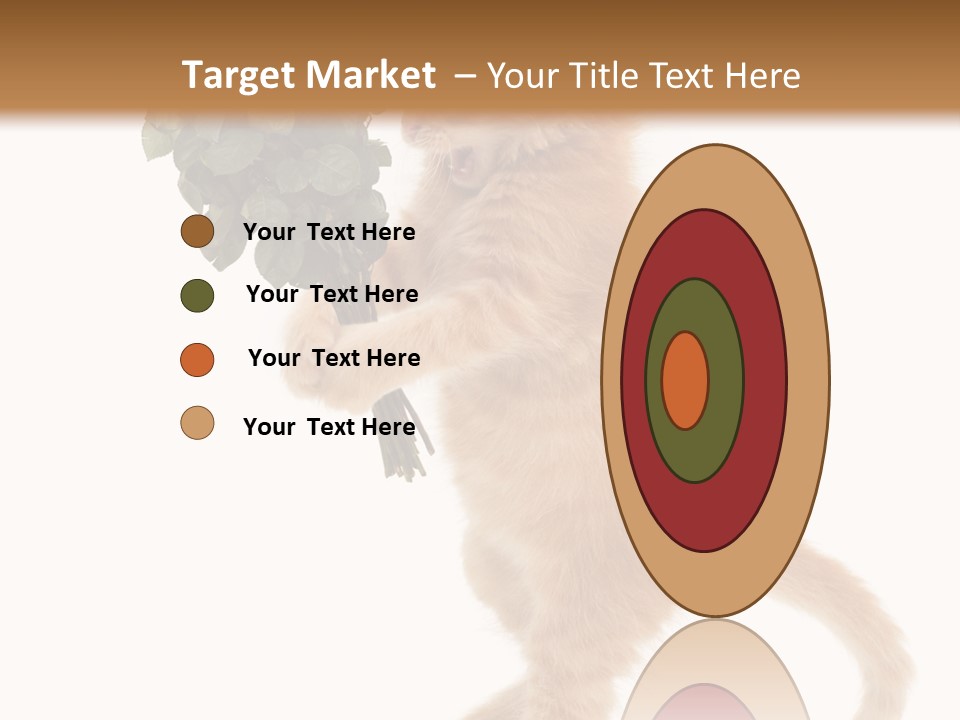 An Orange Kitten Holding A Bunch Of Red Roses PowerPoint Template