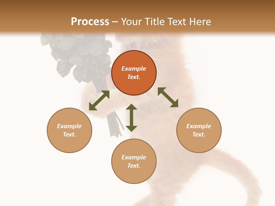 An Orange Kitten Holding A Bunch Of Red Roses PowerPoint Template