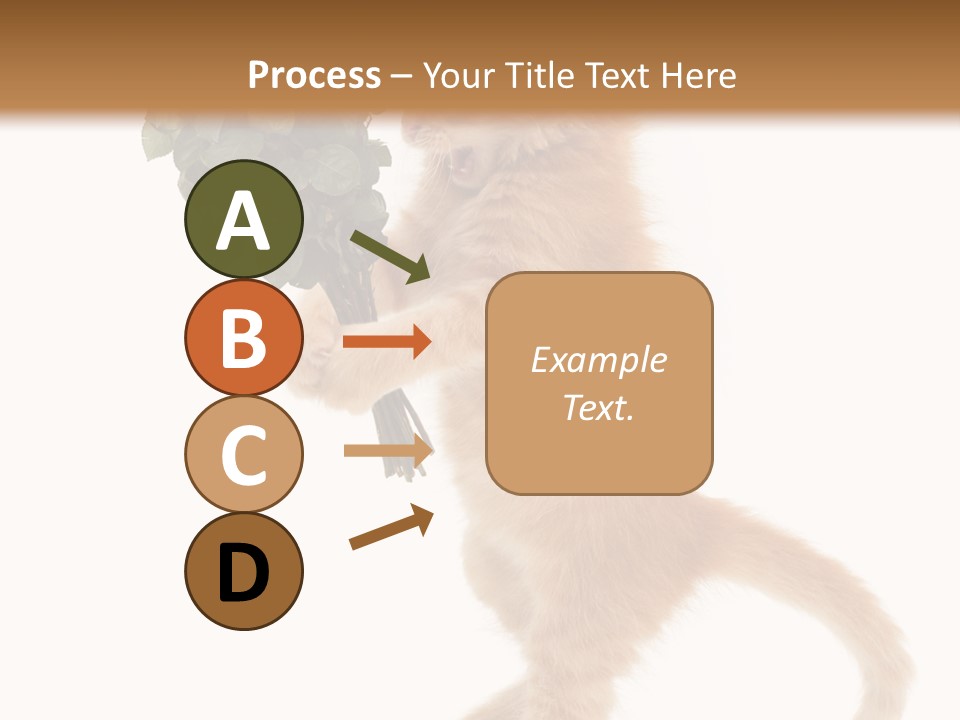 An Orange Kitten Holding A Bunch Of Red Roses PowerPoint Template