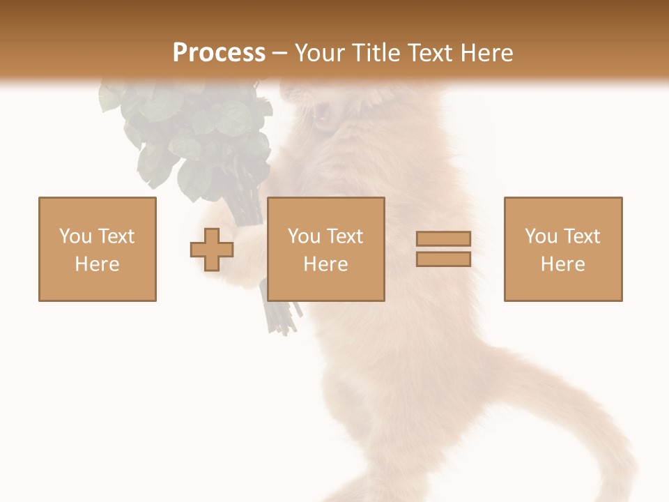 An Orange Kitten Holding A Bunch Of Red Roses PowerPoint Template