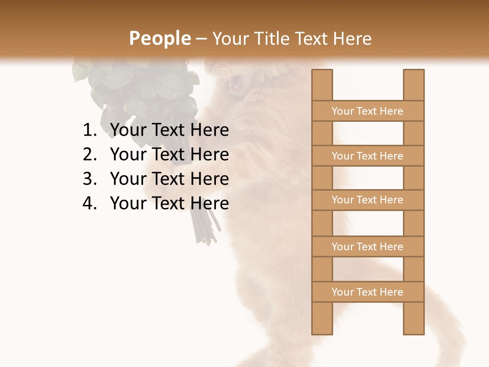 An Orange Kitten Holding A Bunch Of Red Roses PowerPoint Template