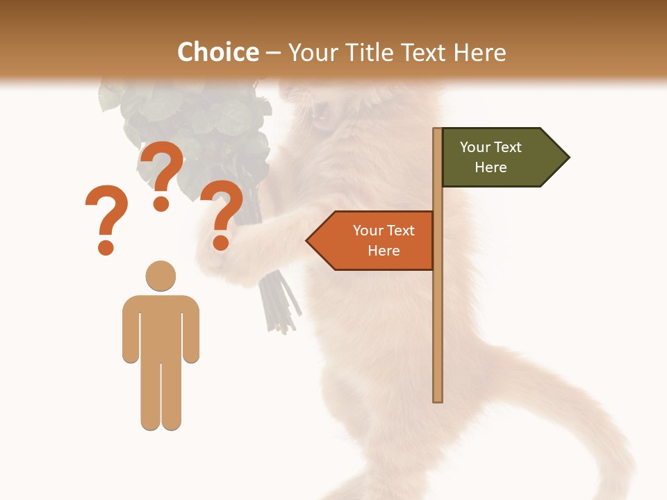 An Orange Kitten Holding A Bunch Of Red Roses PowerPoint Template