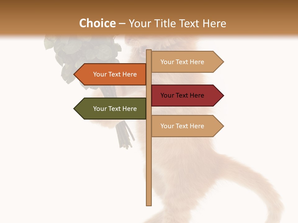 An Orange Kitten Holding A Bunch Of Red Roses PowerPoint Template