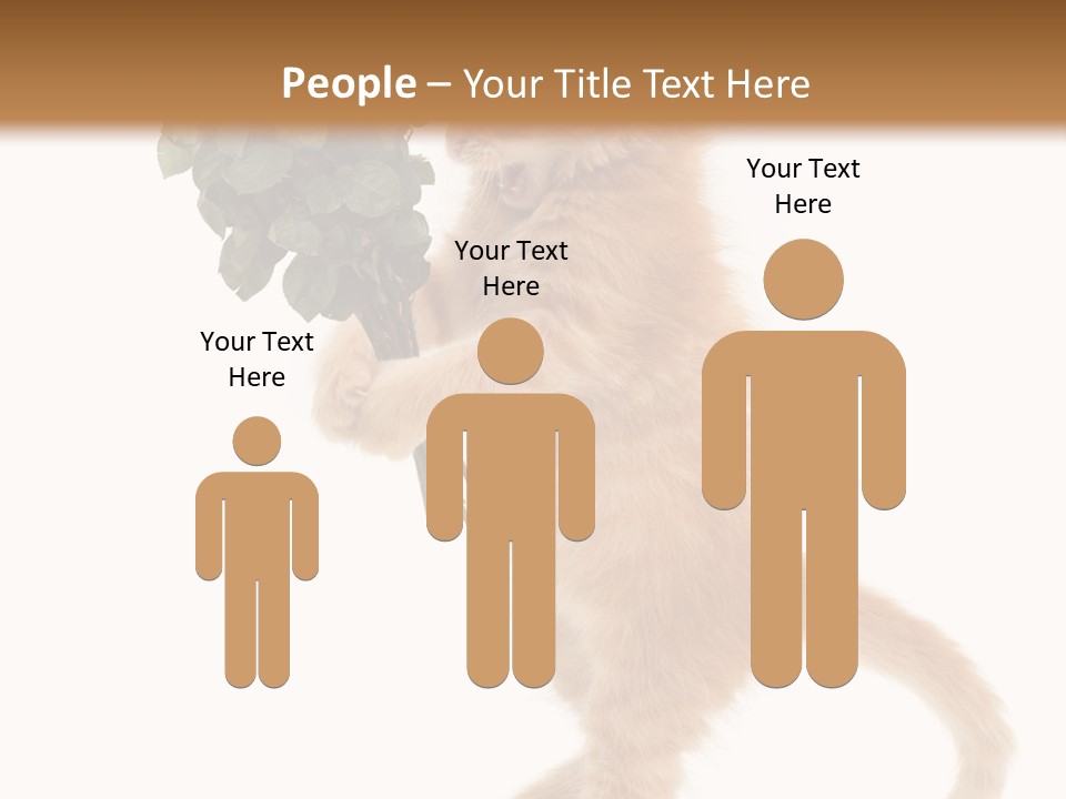 An Orange Kitten Holding A Bunch Of Red Roses PowerPoint Template