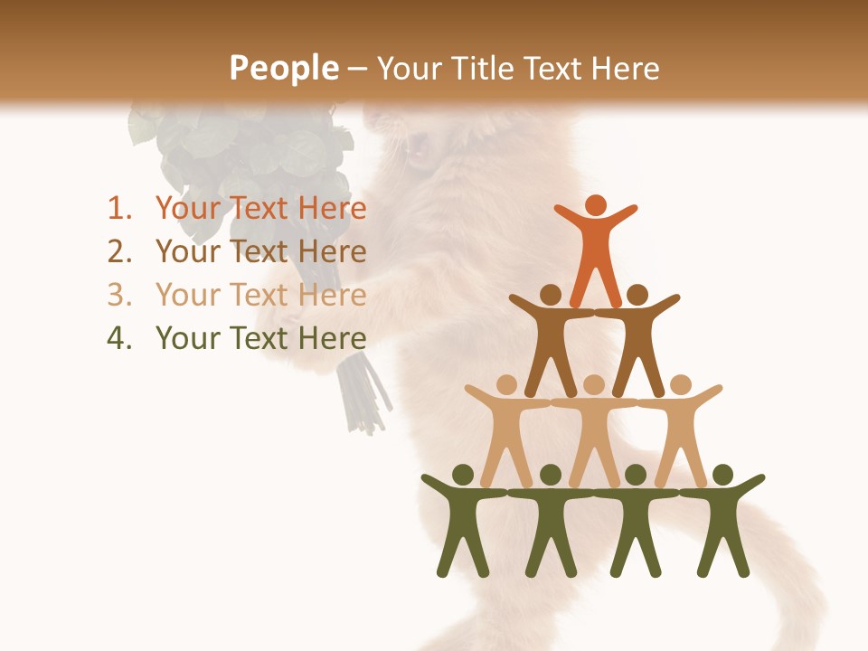 An Orange Kitten Holding A Bunch Of Red Roses PowerPoint Template