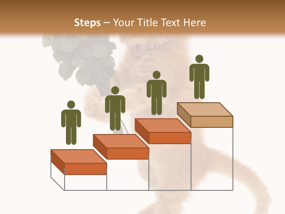 An Orange Kitten Holding A Bunch Of Red Roses PowerPoint Template