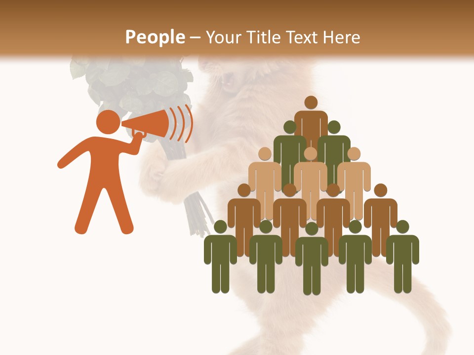 An Orange Kitten Holding A Bunch Of Red Roses PowerPoint Template